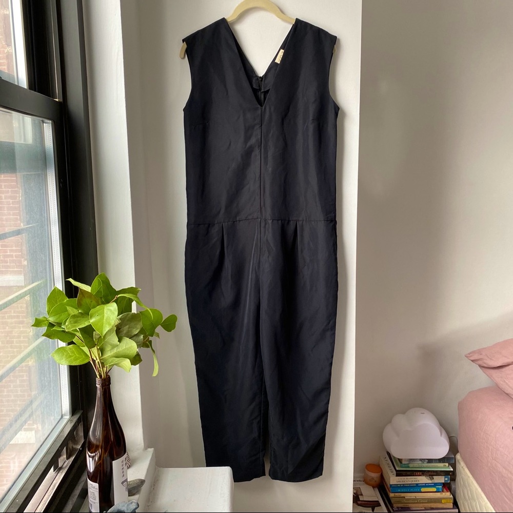 VOZ Black Cupro Sleeveless Jumpsuit